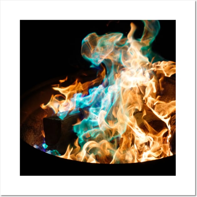 SCENERY 99 - Orange Blue Flame Fire Burning Wall Art by artvoria